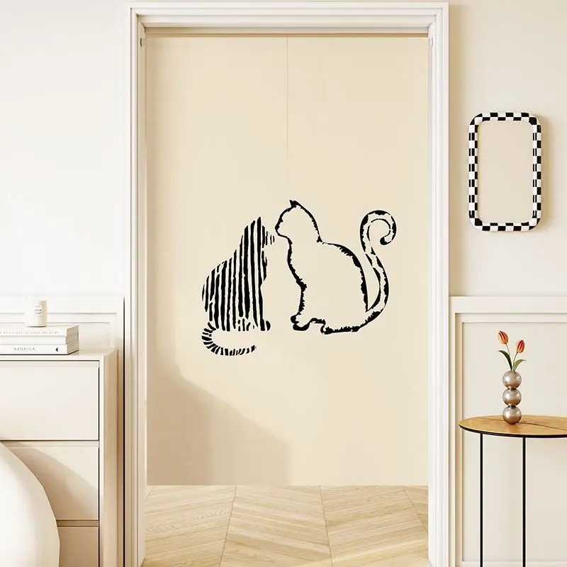 Commercial Window Printing - ม่านประตูแบบมินิมอล VIKAMA ลายเส้นเรียบง่าย พร้อมรางสำหรับแขวน สำหรับห้องครัว คาเฟ่