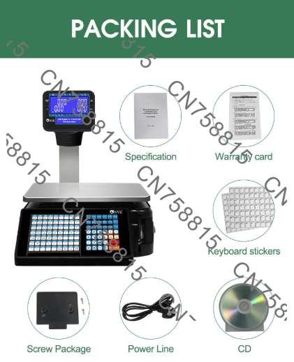 Commercial Printing Options - เครื่องชั่งน้ำหนักอิเล็กทรอนิกส์สำหรับซูเปอร์มาร์เก็ต พร้อมพิมพ์บาร์โค้ดและใบเสร็จ รุ่นสากล รองรับหลายภาษา