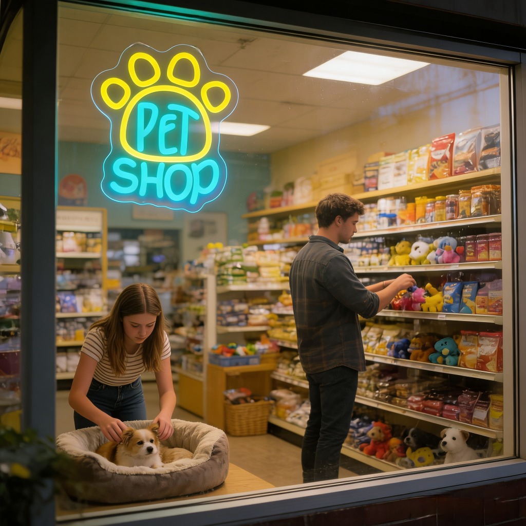ป้ายไฟนีออนร้านขายสัตว์เลี้ยง  - Commercial Window Printing บทวิจารณ์และราคา