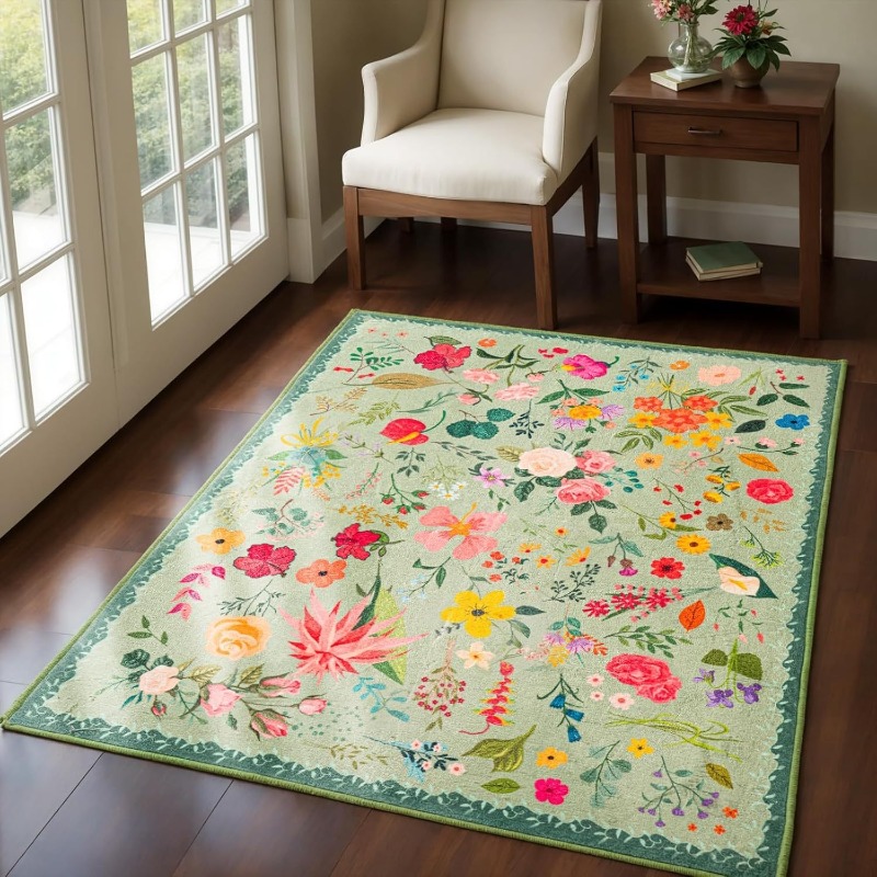 พรมปูพื้นลายดอกไม้สีสันสดใส ผล - Commercial Printing Options บทวิจารณ์และราคา